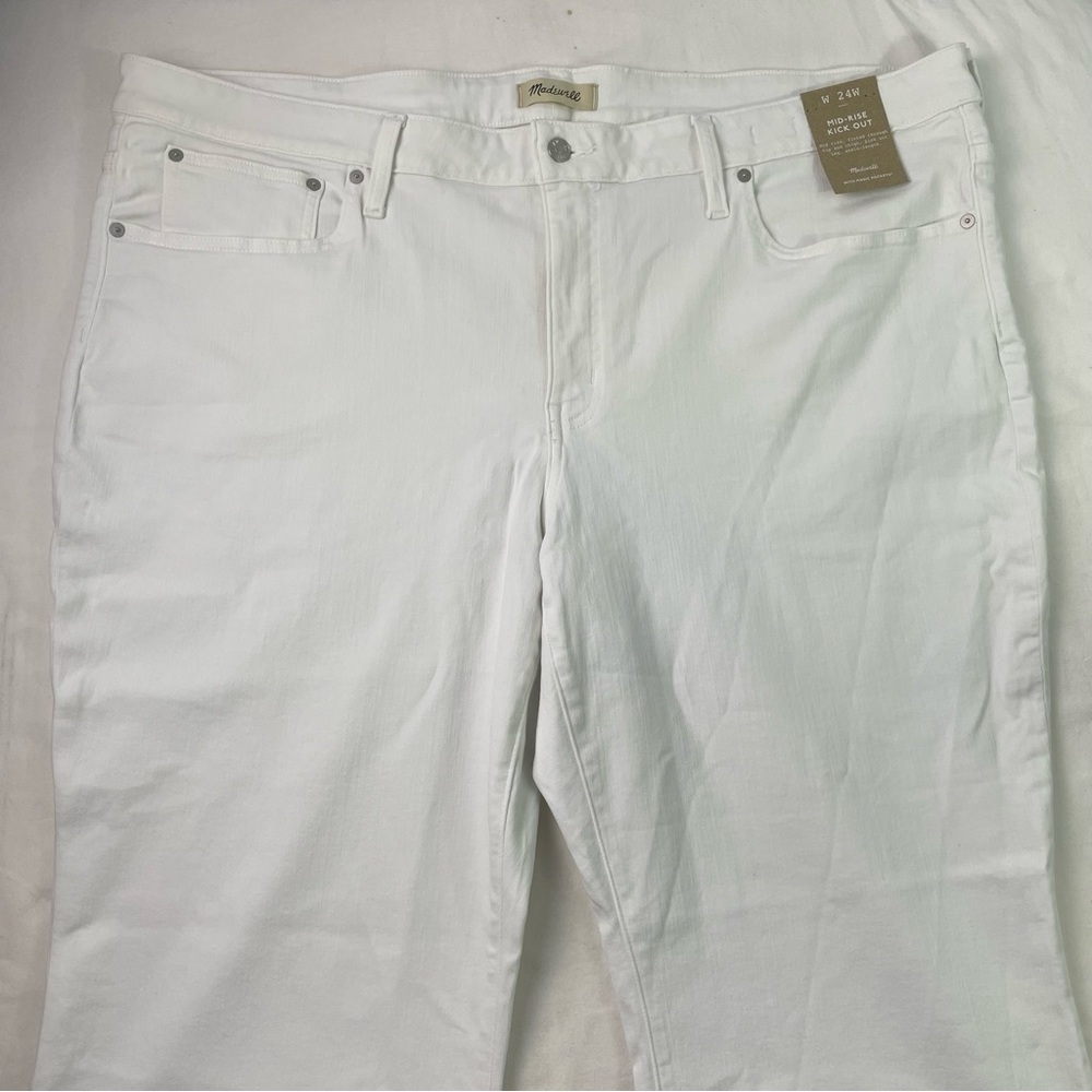 Madewell Women's White Solid Stretch Mid Rise Kick Out Ankle Jeans Size 24 NWT